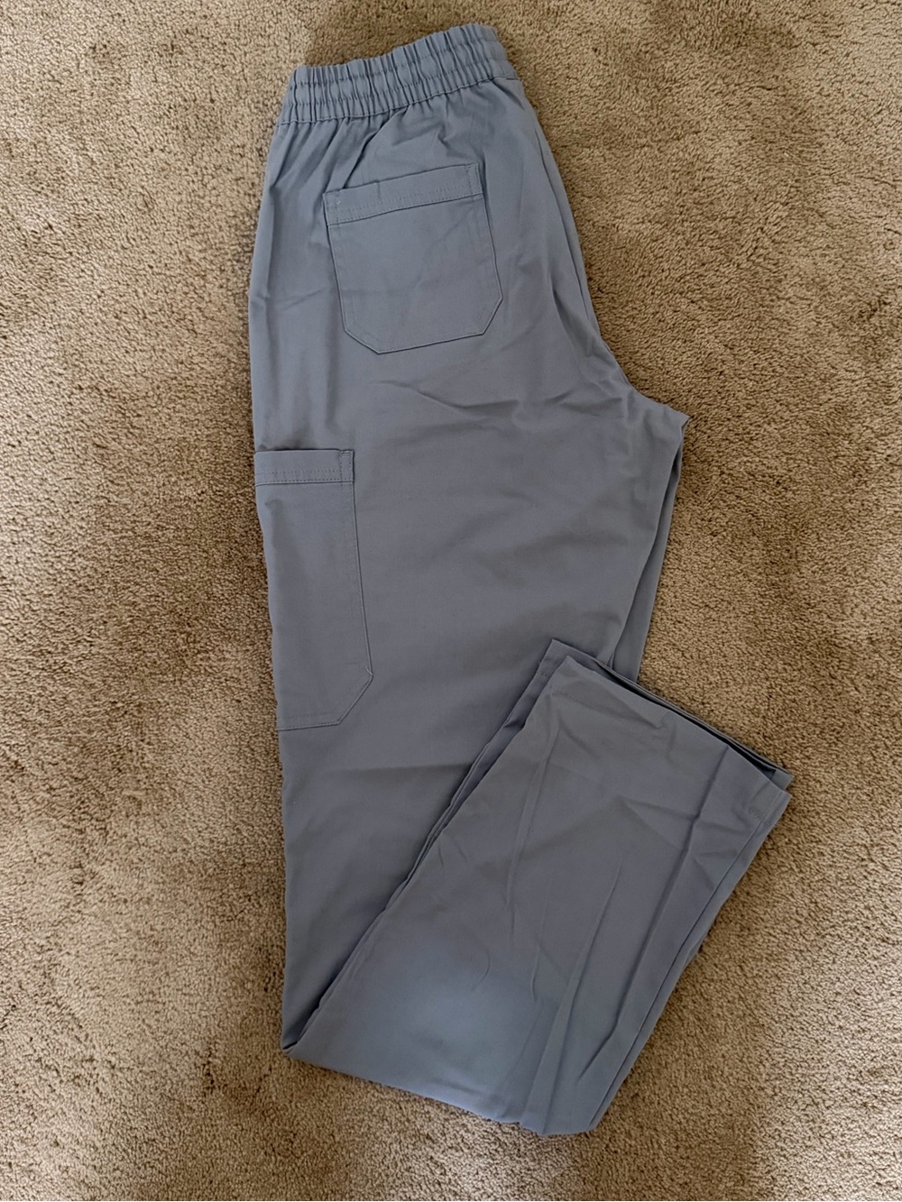 Women's Elastic-Waist Cargo Scrub Pants in Slate Gray